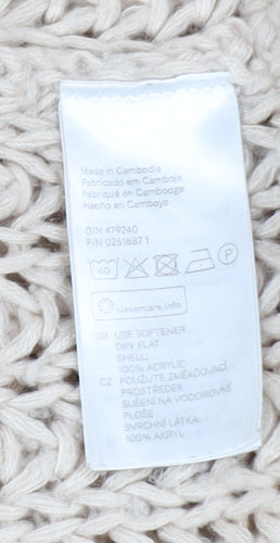 H&M Women Beige Chunky-Knit Acrylic Jumper L Relaxed Fit