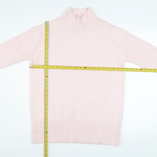 River Island Women Pink XS Mock Neck Long Sleeve Jumper with Buckle Detail