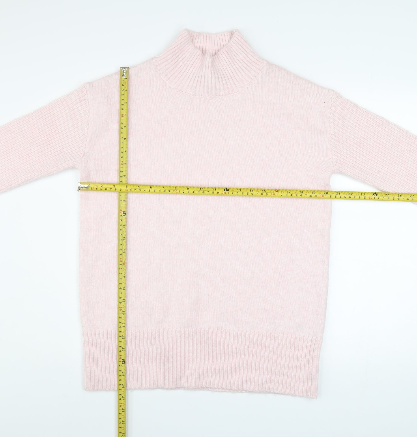 River Island Women Pink XS Mock Neck Long Sleeve Jumper with Buckle Detail