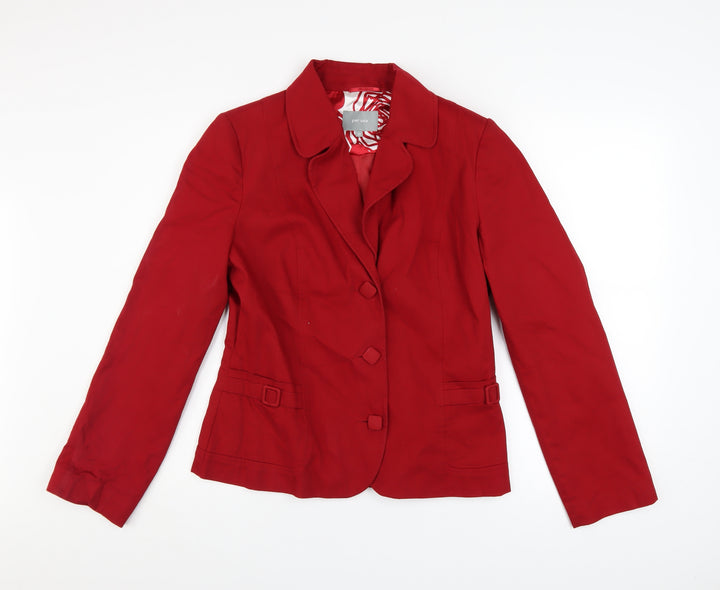 Marks and Spencer Per Una Red Cotton Blazer Jacket Women Size 12