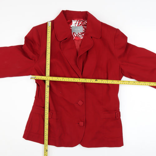 Marks and Spencer Per Una Red Cotton Blazer Jacket Women Size 12