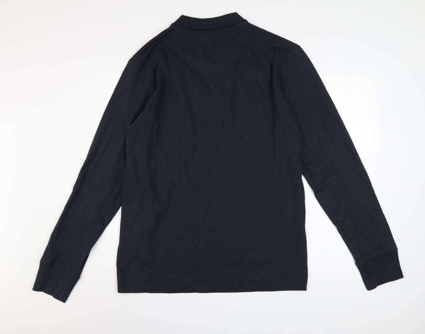 Brave Soul Men's Black Long Sleeve Cotton Polo Shirt Size L