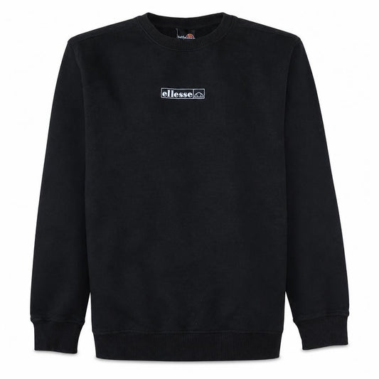Front view of Ellesse Men's Black Crew Neck Pullover Sweatshirt, size M