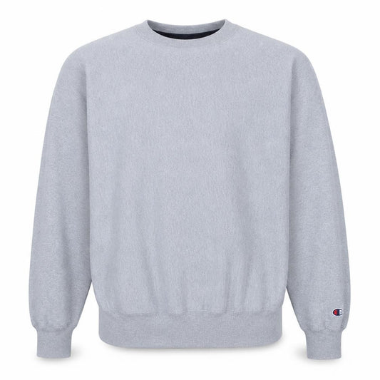 Front view of Champion Men's Grey XL Pullover Crew Neck Sweatshirt