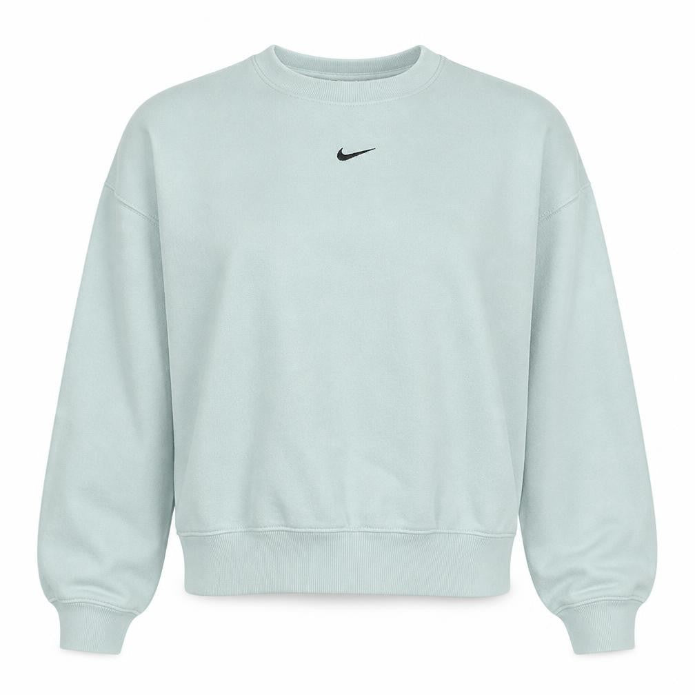 Front view of Nike women’s mint green crew neck pullover sweatshirt l cotton blend