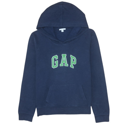 GAP Womens Navy Blue Pullover Hoodie L Logo Design Cotton Blend