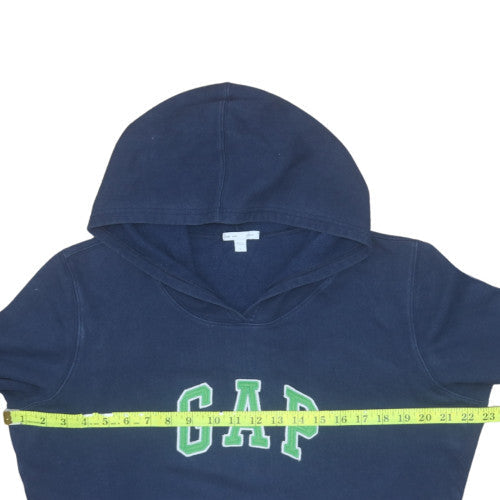 GAP Womens Navy Blue Pullover Hoodie L Logo Design Cotton Blend