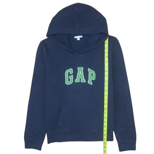 GAP Womens Navy Blue Pullover Hoodie L Logo Design Cotton Blend