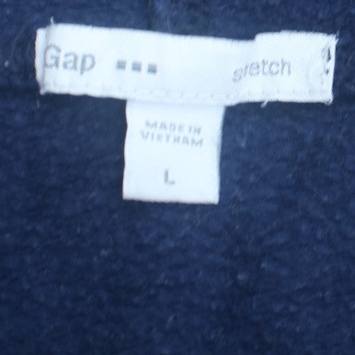 GAP Womens Navy Blue Pullover Hoodie L Logo Design Cotton Blend