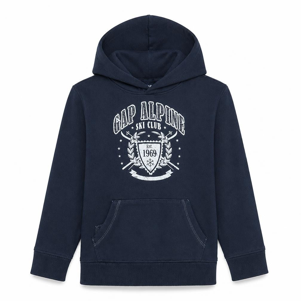 GAP Boys Blue Pullover Hoodie 13 Years Ski Club Fleece Graphic Hooded Sweatshirt