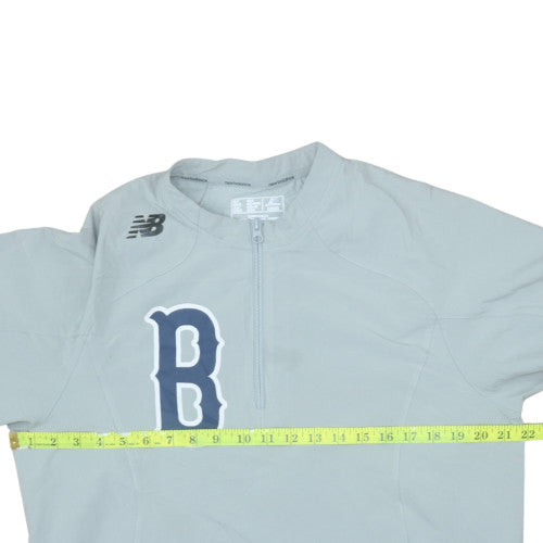 New Balance Men's Grey Medium Track Jacket 1/4 Zip Athletic Logo Top