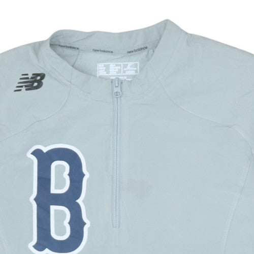 New Balance Men's Grey Medium Track Jacket 1/4 Zip Athletic Logo Top
