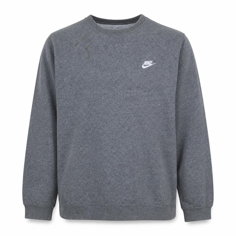 Front view of Nike Men's Grey L Pullover Crew Neck Fleece Sweatshirt