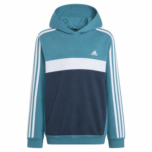 Adidas Boys Blue Hooded Pullover Hoodie 164 Long Sleeve Sweatshirt