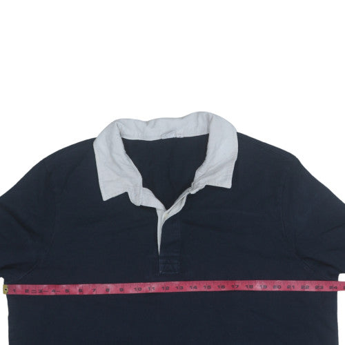 John Lewis Men's Blue Collared Henley Sweatshirt XL Long Sleeve