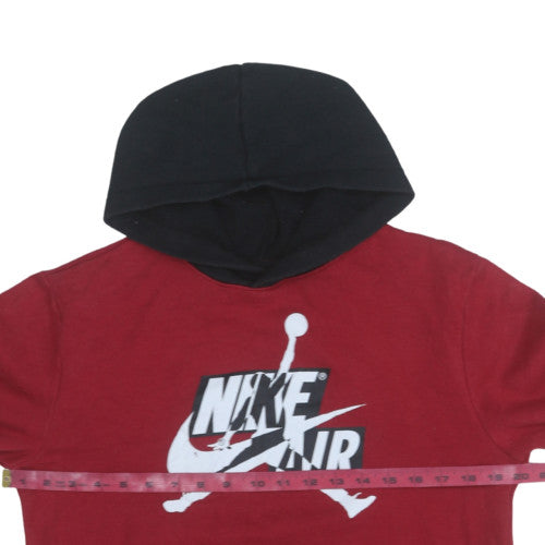 Nike Jordan Boys Red & Black Pullover Hoodie L 158 Bold Graphic Fleece