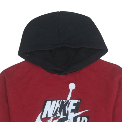Nike Jordan Boys Red & Black Pullover Hoodie L 158 Bold Graphic Fleece