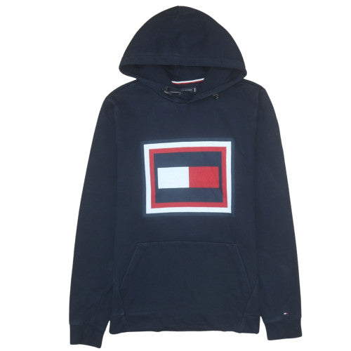 Tommy Hilfiger Men's Blue Pullover Hoodie M Classic Logo Cotton Sweatshirt