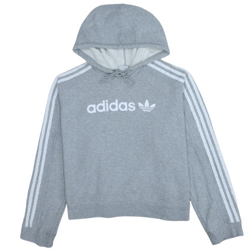Adidas Womens Grey Hooded Pullover Sweatshirt Size 16 Lined Logo