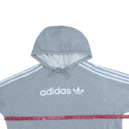 Adidas Womens Grey Hooded Pullover Sweatshirt Size 16 Lined Logo