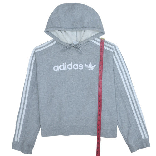 Adidas Womens Grey Hooded Pullover Sweatshirt Size 16 Lined Logo