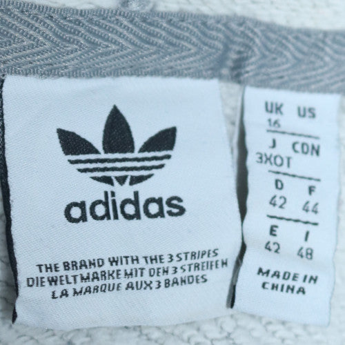 Adidas Womens Grey Hooded Pullover Sweatshirt Size 16 Lined Logo