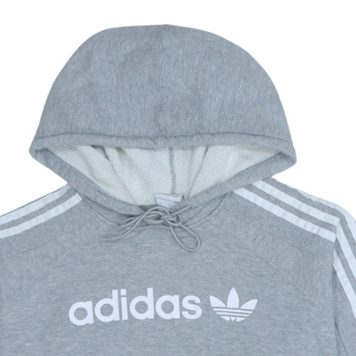 Adidas Womens Grey Hooded Pullover Sweatshirt Size 16 Lined Logo