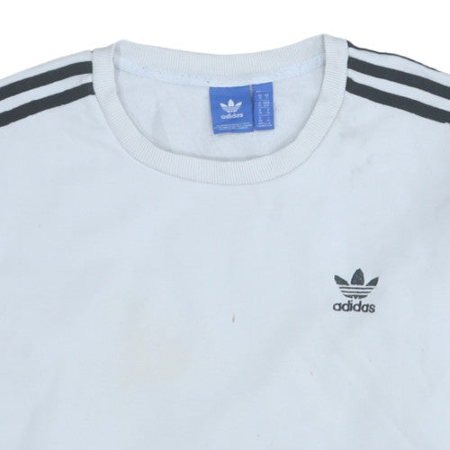 Adidas Womens White Crew Neck Pullover Sweatshirt Size 10