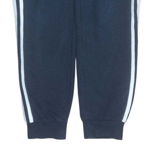 adidas Womens Blue 12-14 Track Pants Joggers Elastic Waist Activewear