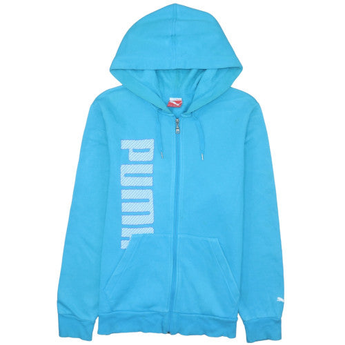 Puma Mens Blue Full Zip Hoodie Size M Graphic Print Fleece