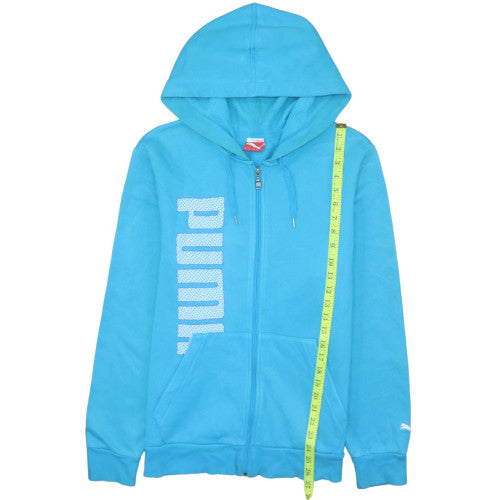 Puma Mens Blue Full Zip Hoodie Size M Graphic Print Fleece