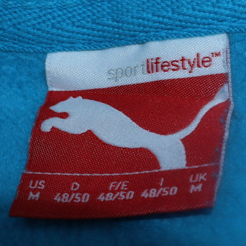 Puma Mens Blue Full Zip Hoodie Size M Graphic Print Fleece