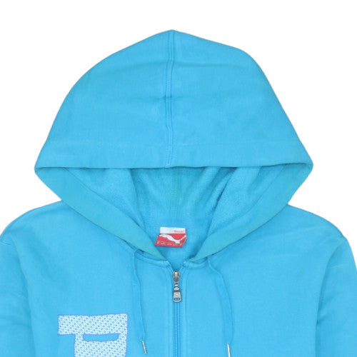 Puma Mens Blue Full Zip Hoodie Size M Graphic Print Fleece