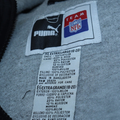 Puma Mens Black Hooded Sleeveless Jacket XL Nylon Lined Panthers NFL
