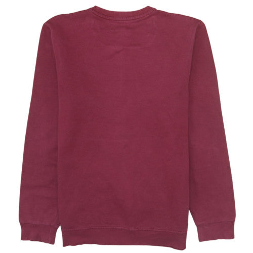 Adidas Men Red Crew Neck Pullover Sweatshirt S Regular Fit