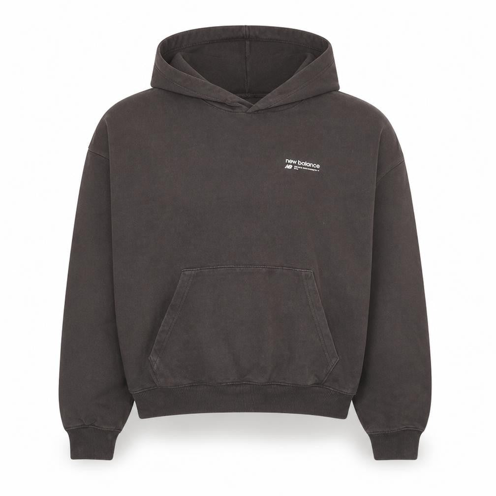Front view of New Balance Women Brown L Pullover Hoodie Cotton Blend