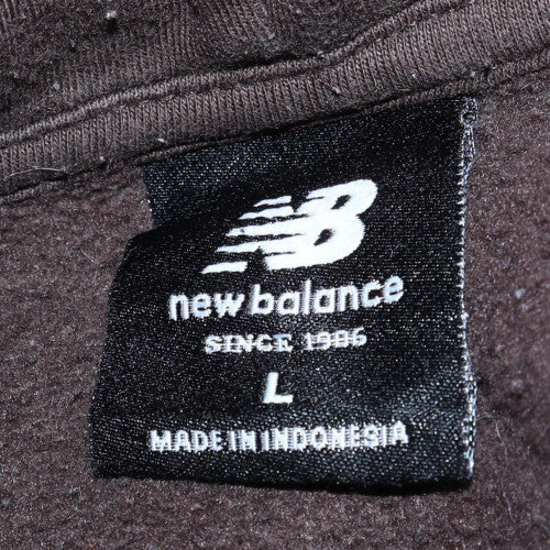 New Balance Women Brown L Pullover Hoodie Cotton Blend