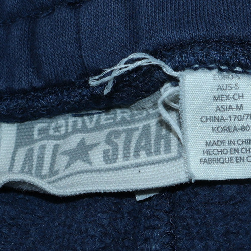Converse Men’s Blue Jogger Sweatpants S Cotton Blend Drawstring