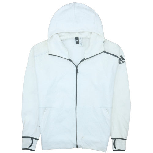 Adidas Men’s White Full Zip Hoodie L Sports Fleece Jacket