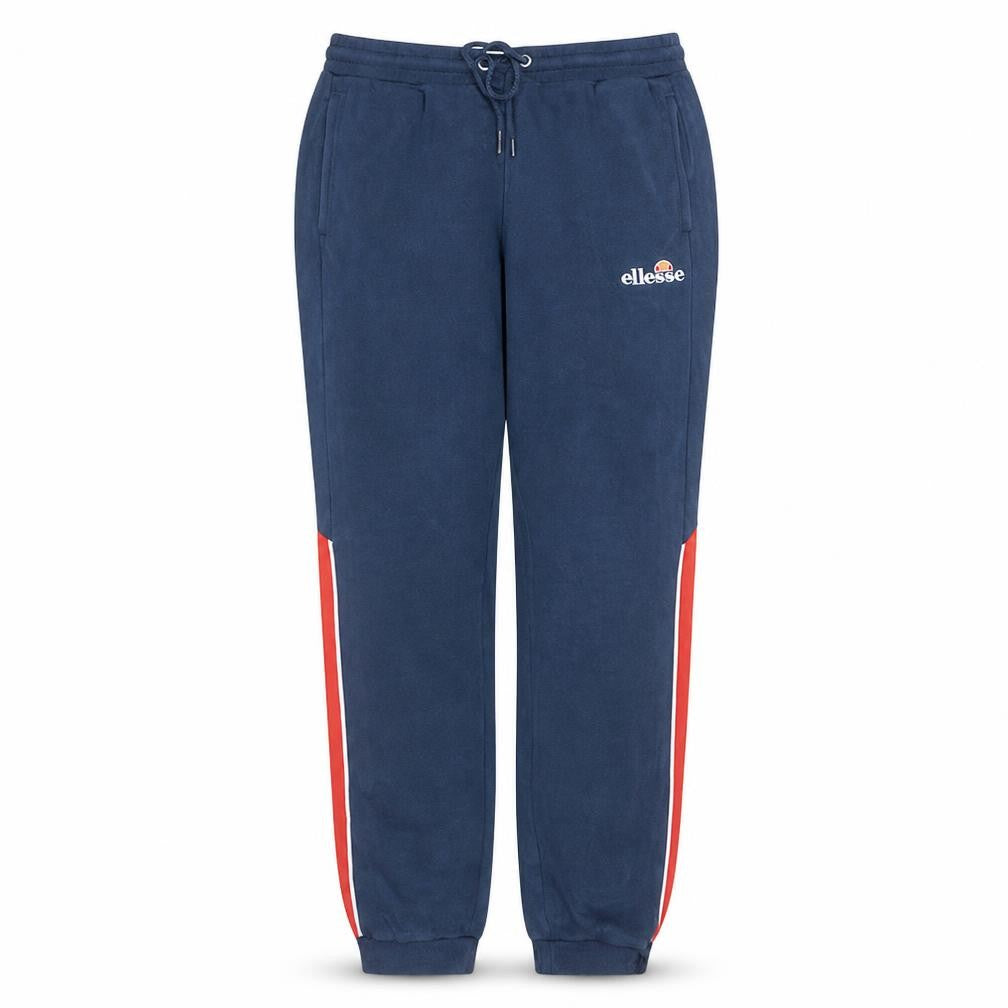Front view of Ellesse Men’s Blue Jogger Trousers L Fleece Side Stripe Activewear