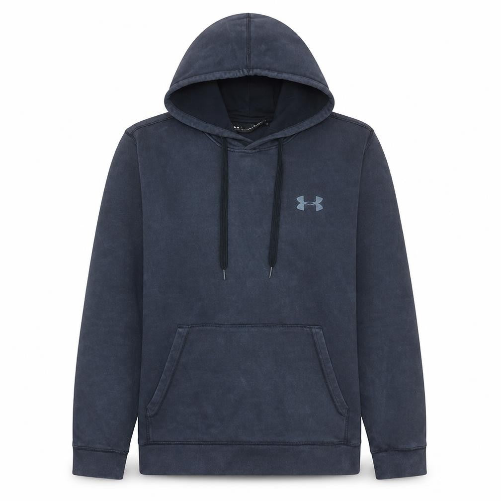 Front view of Under Armour men’s blue pullover hoodie l fleece coldgear