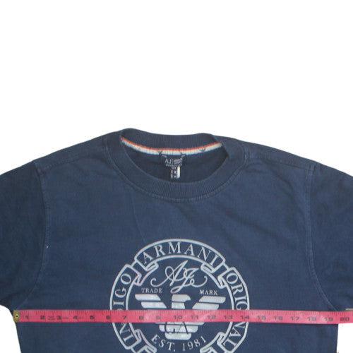 Armani Jeans Men's Blue Crew Neck Logo Sweatshirt Size M