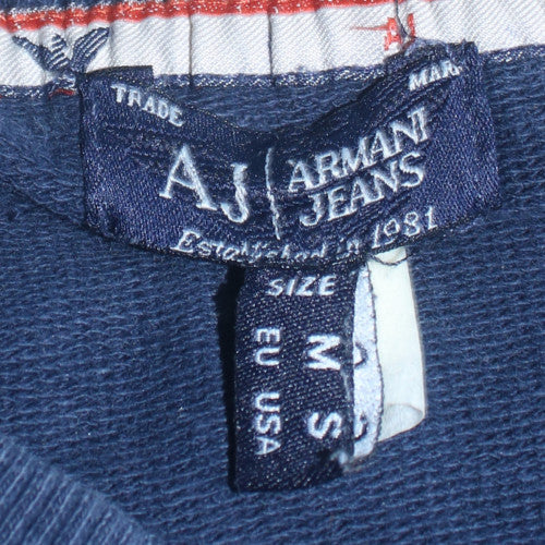 Armani Jeans Men's Blue Crew Neck Logo Sweatshirt Size M