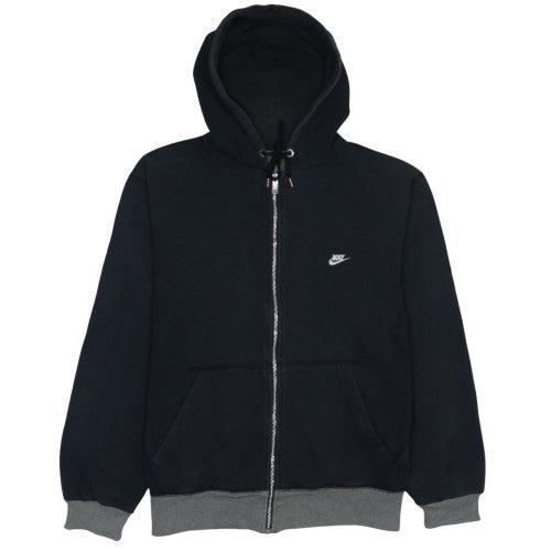 Nike Men's Black Full Zip Hoodie L Fleece Logo Sweatshirt