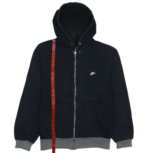 Nike Men's Black Full Zip Hoodie L Fleece Logo Sweatshirt