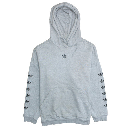 Adidas Women Grey Pullover Hoodie UK 16 Relaxed Fit Lined Logo Sweatshirt