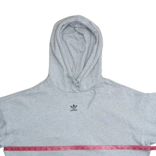 Adidas Women Grey Pullover Hoodie UK 16 Relaxed Fit Lined Logo Sweatshirt