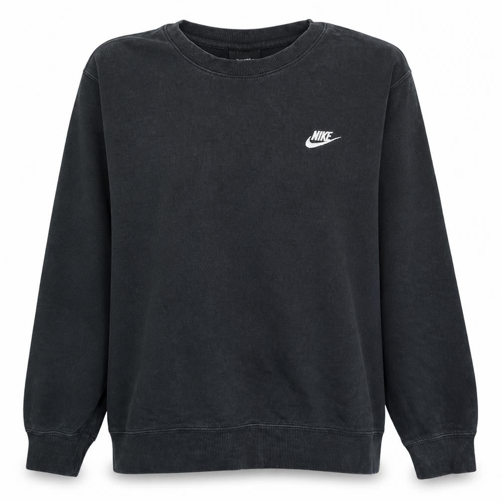 Front view of Nike women’s black l sweatshirt crew neck pullover cotton blend