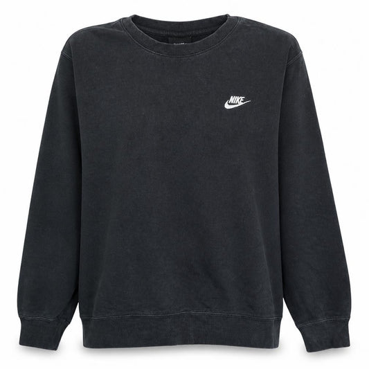 Front view of Nike women’s black l sweatshirt crew neck pullover cotton blend