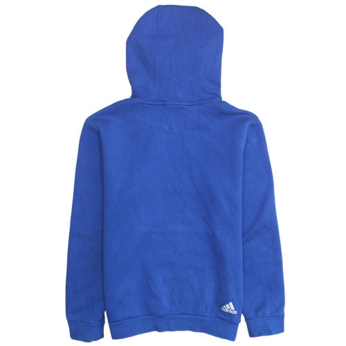 Adidas Boys Blue Pullover Hoodie Size 152 Fleece Logo Hooded Sweatshirt